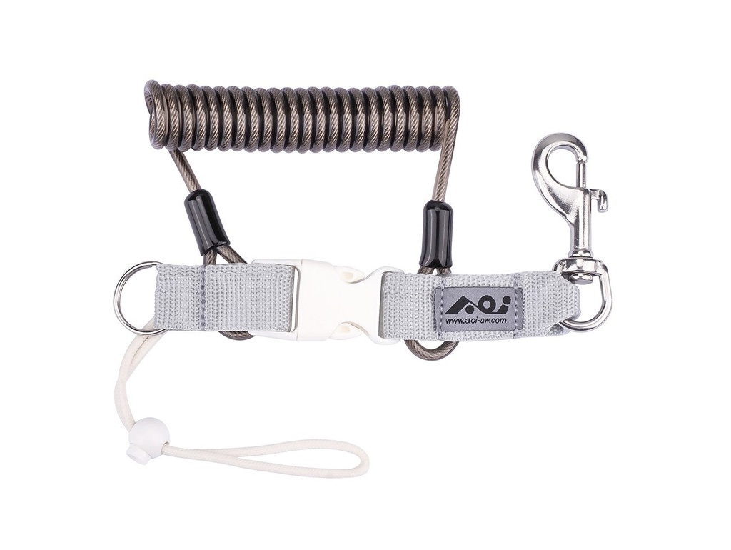 AOI LYD-02 Spring Coiled Lanyard with Quick Release Buckle and Swivel Eye Bolt Snap