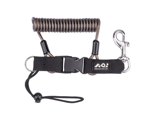 AOI LYD-02 Spring Coiled Lanyard with Quick Release Buckle and Swivel Eye Bolt Snap